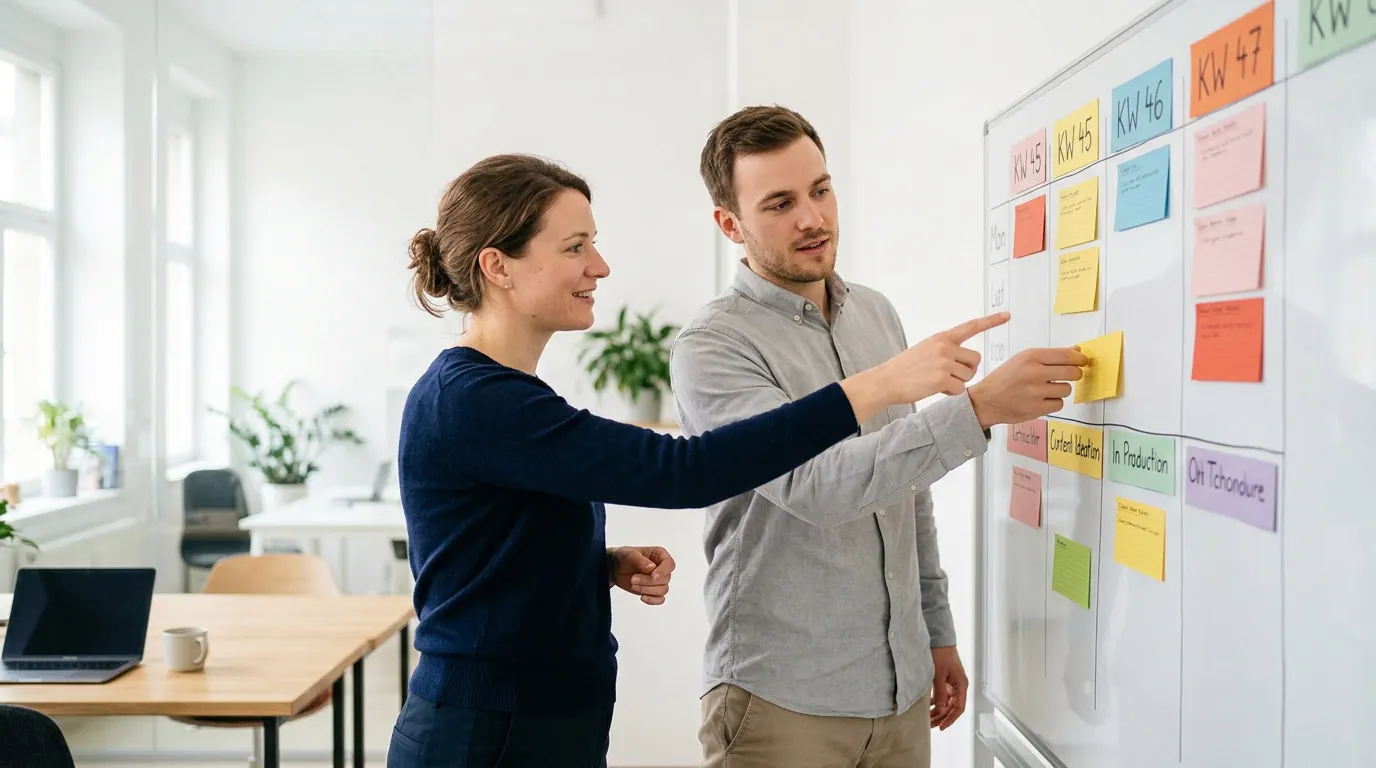 Gespräch in der Agentur über Social-Recruiting-Angebote