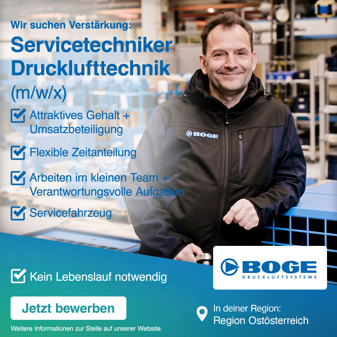 Recruiting-Anzeige: Servicetechniker Drucklufttechnik bei BOGE, Region Ostösterreich
