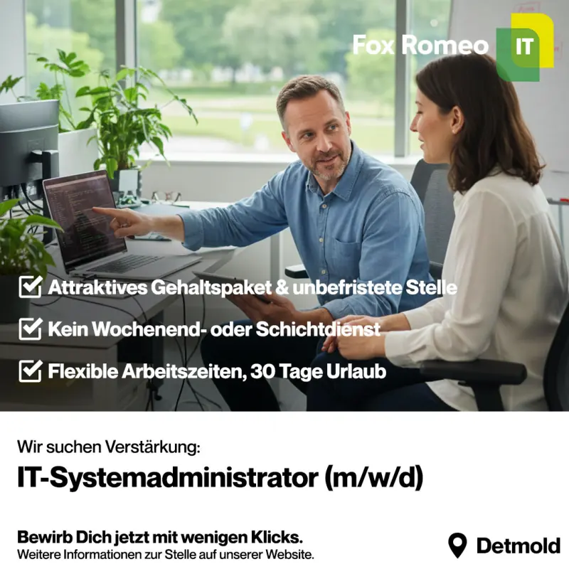 Recruiting-Anzeige: IT-Systemadministrator bei Fox Romeo IT in Detmold