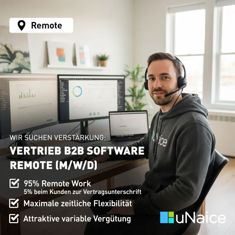 Recruiting-Anzeige: Vertrieb B2B Software, remote