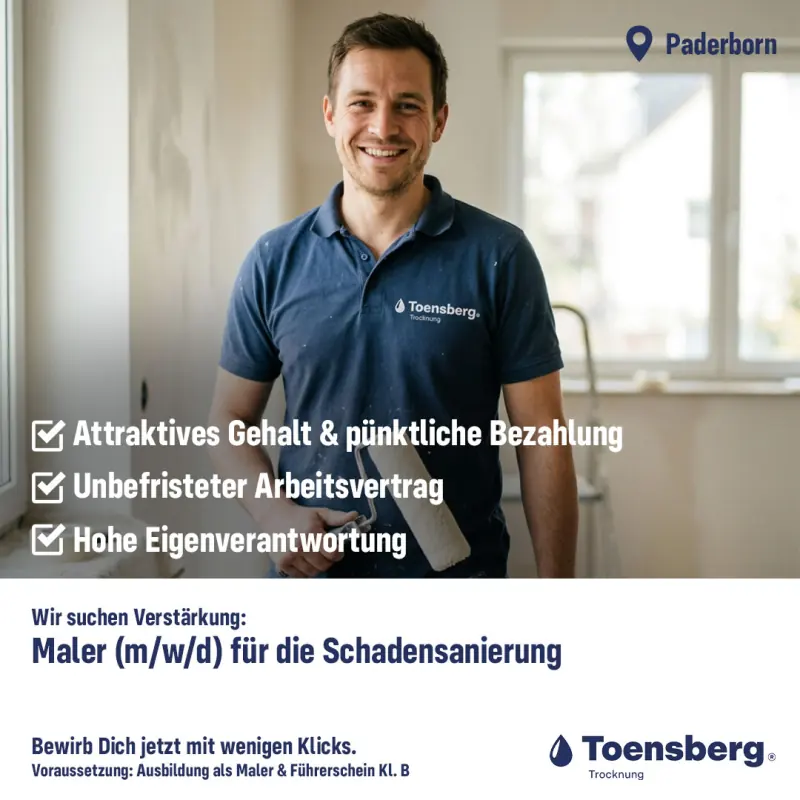 Recruiting-Anzeige: Maler bei Toensberg Trocknung in Paderborn